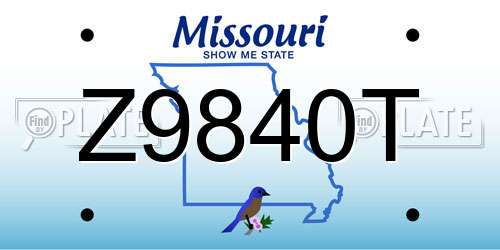 Z9840T Missouri License Plate