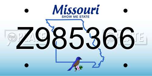 Z985366 Missouri License Plate
