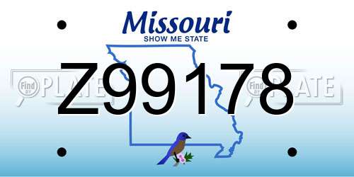 Z99178 Missouri License Plate