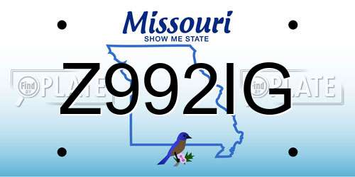 Z992IG Missouri License Plate