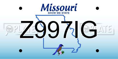 Z997IG Missouri License Plate