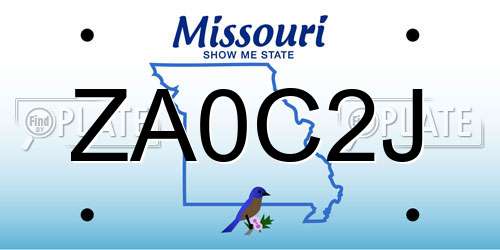 ZA0C2J Missouri License Plate