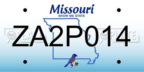 ZA2P014 Missouri License Plate