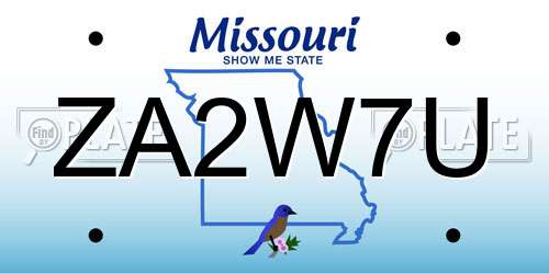 ZA2W7U Missouri License Plate