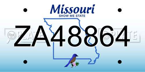 ZA48864 Missouri License Plate