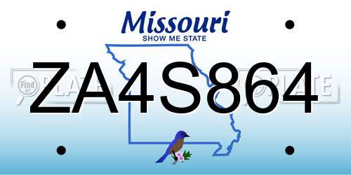 ZA4S864 Missouri License Plate