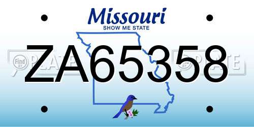 ZA65358 Missouri License Plate