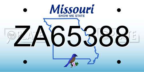 ZA65388 Missouri License Plate