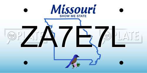 ZA7E7L Missouri License Plate