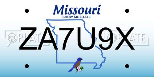ZA7U9X Missouri License Plate
