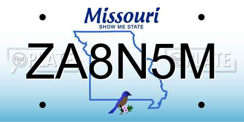 ZA8N5M Missouri License Plate