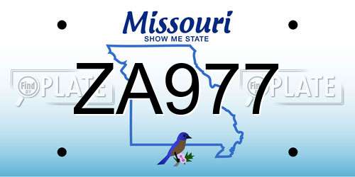 ZA977 Missouri License Plate