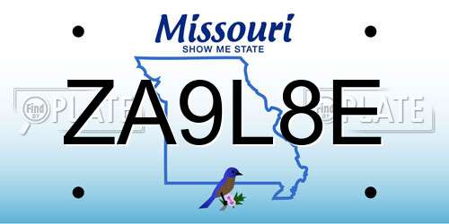 ZA9L8E Missouri License Plate