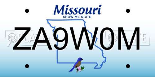 ZA9W0M Missouri License Plate