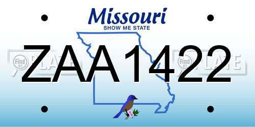 ZAA1422 Missouri License Plate