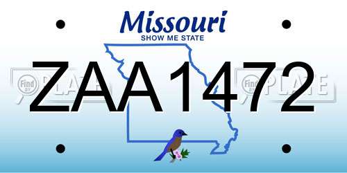 ZAA1472 Missouri License Plate