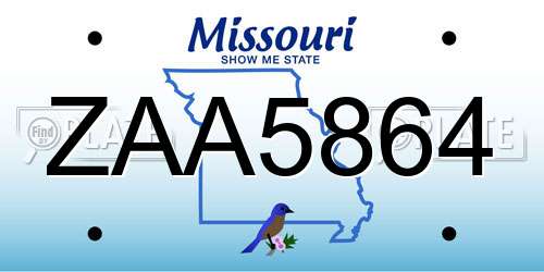 ZAA5864 Missouri License Plate