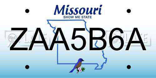 ZAA5B6A Missouri License Plate