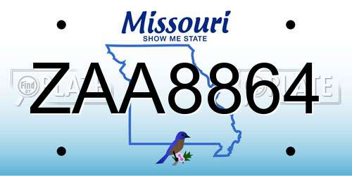 ZAA8864 Missouri License Plate