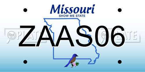 ZAAS06 Missouri License Plate