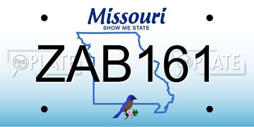 ZAB161 Missouri License Plate
