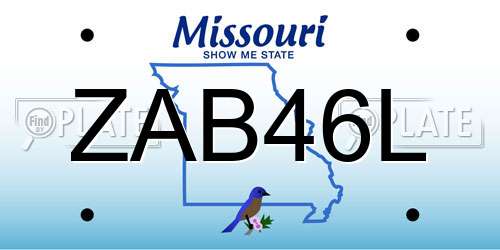 ZAB46L Missouri License Plate