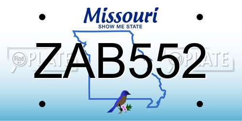 ZAB552 Missouri License Plate