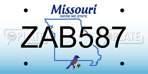 ZAB587 Missouri License Plate