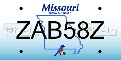 ZAB58Z Missouri License Plate