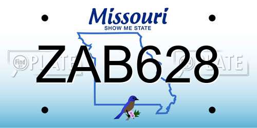 ZAB628 Missouri License Plate