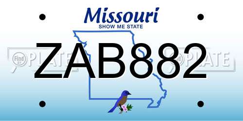 ZAB882 Missouri License Plate