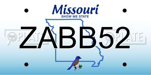 ZABB52 Missouri License Plate