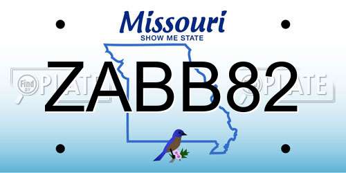ZABB82 Missouri License Plate