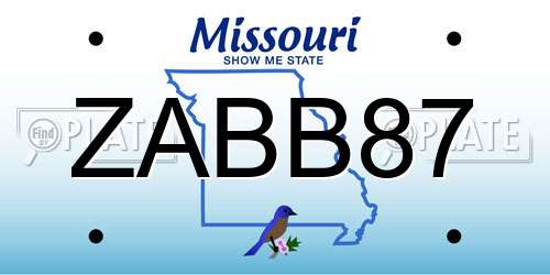ZABB87 Missouri License Plate