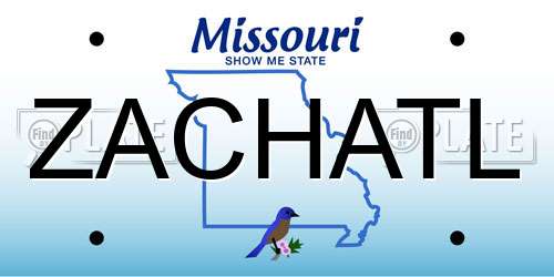ZACHATL Missouri License Plate