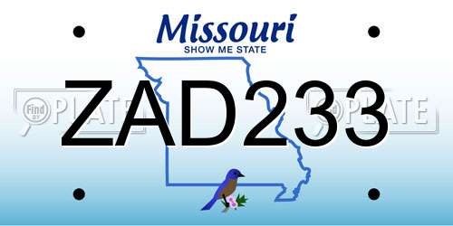ZAD233 Missouri License Plate