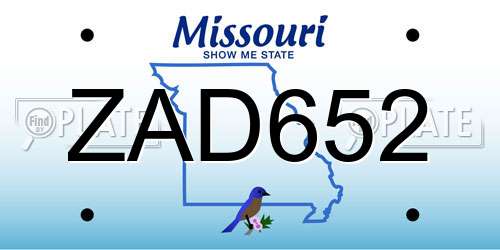 ZAD652 Missouri License Plate