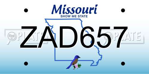 ZAD657 Missouri License Plate