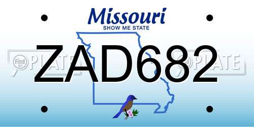 ZAD682 Missouri License Plate