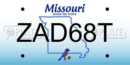 ZAD68T Missouri License Plate
