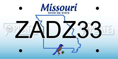 ZADZ33 Missouri License Plate