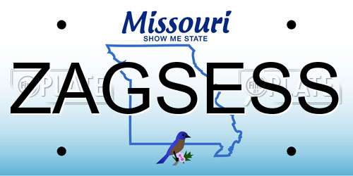 ZAGSESS Missouri License Plate