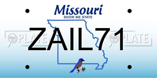 ZAIL71 Missouri License Plate