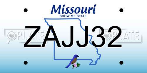 ZAJJ32 Missouri License Plate