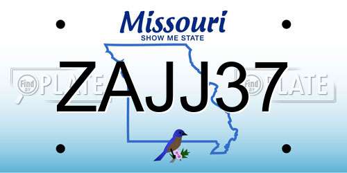ZAJJ37 Missouri License Plate