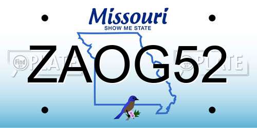 ZAOG52 Missouri License Plate