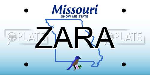 ZARA Missouri License Plate