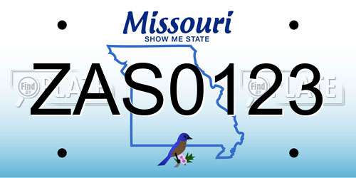 ZAS0123 Missouri License Plate