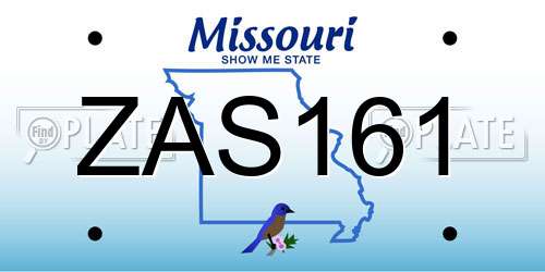 ZAS161 Missouri License Plate
