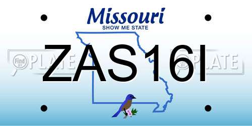 ZAS16I Missouri License Plate